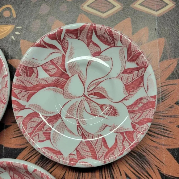 Vintage Shenango Pinky Red Floral Set of 3 Desert Plates - Picture 4 of 10